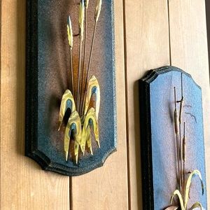 Vintage Kitschy Copper Brass Brutalist Wall Art